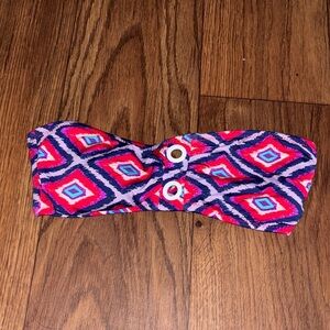 💕Cremieux Colorful Geometric Print Bandeau swim Top